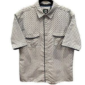 ID one, Men’s button down, Polyester/Rayon blend, white/Blue